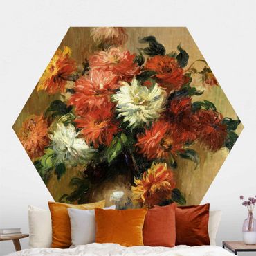 Hexagon Behang Auguste Renoir - Still Life With Dahlias
