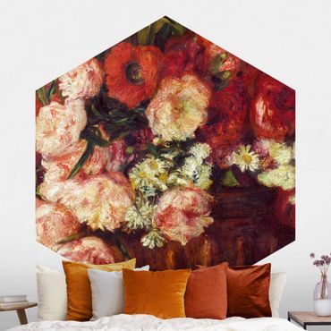 Hexagon Behang Auguste Renoir - Still Life With Peonies