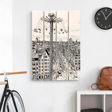 Houten schilderijen op plank City Study - Whirligig