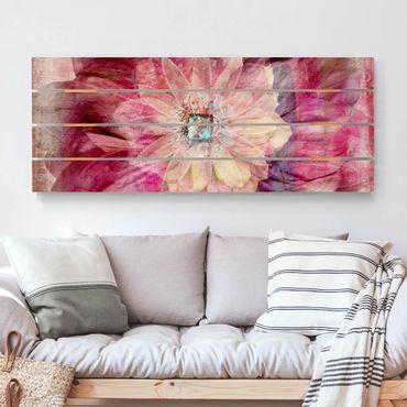 Houten schilderijen op plank Grunge Flower