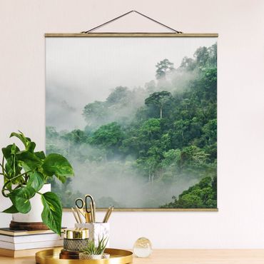 Stoffen schilderij met posterlijst Jungle In The Fog