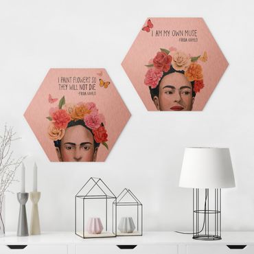 Hexagons Aluminium Dibond schilderijen - 2-delig Frida's Thoughts Set I