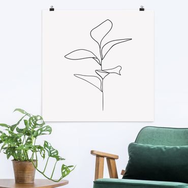 Posters Line Art Plant Leaves Black And White