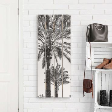 Wandkapstokken houten pallet Palm Trees At Sunset Black And White