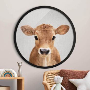 Rond schilderijen Baby Cow Kira