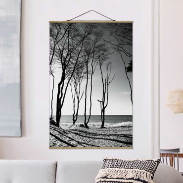 Stoffen schilderij met posterlijst Trees At the Baltic Sea