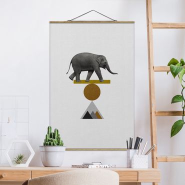 Stoffen schilderij met posterlijst Art Of Balance Elephant