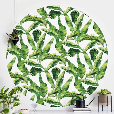 Behangcirkel Banana Leaf Watercolour Pattern