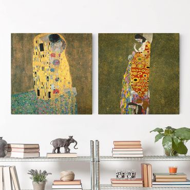 Canvas schilderijen - 2-delig  Gustav Klimt - Kiss And Hope