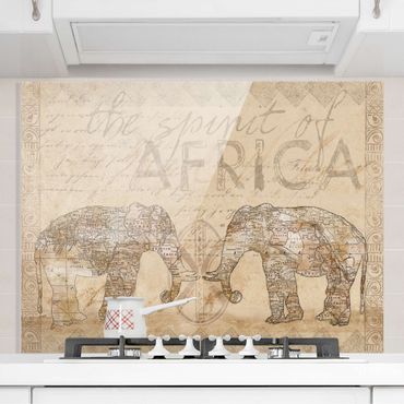 Spatscherm keuken Vintage Collage - Spirit Of Africa