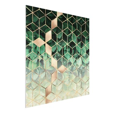 Forex schilderijen Green Leaves Golden Geometry