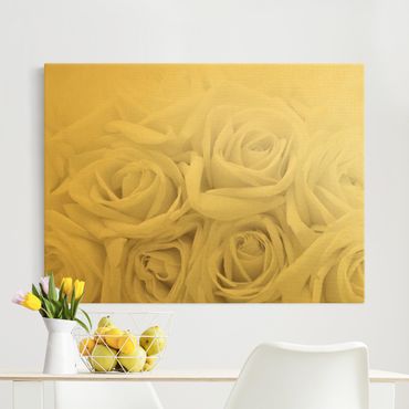 Canvas schilderijen - Goud White Roses