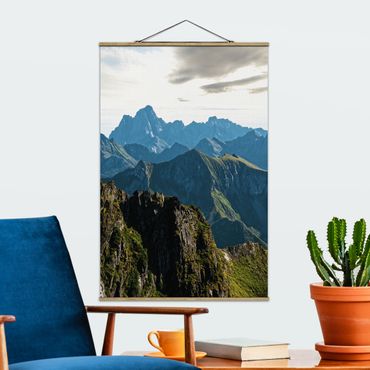 Stoffen schilderij met posterlijst Mountains On The Lofoten