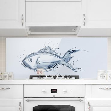 Spatscherm keuken Liquid Silver Fish