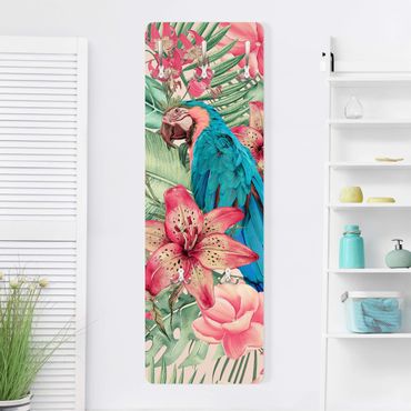Wandkapstokken houten paneel Floral Paradise Tropical Parrot