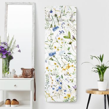 Wandkapstokken houten paneel - Flower Meadow In Watercolour