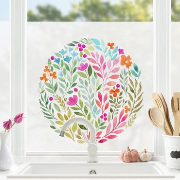 Raamfolie - Flowery Watercolour Circular