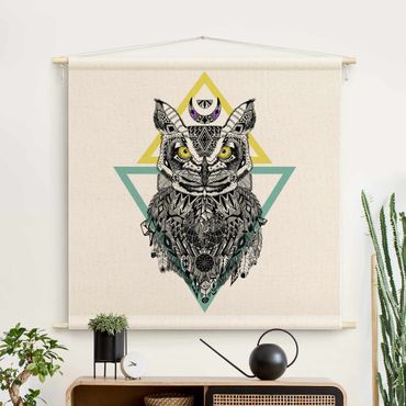 Wandtapijt - Boho Owl With Dreamcatcher