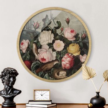 Rond schilderijen Illustrazione botanica di rose vintage