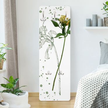 Wandkapstokken houten paneel Botanical Watercolour - Lily