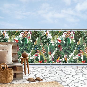 Privacyscherm voor balkon - Colourful Tropical Rainforest Pattern II