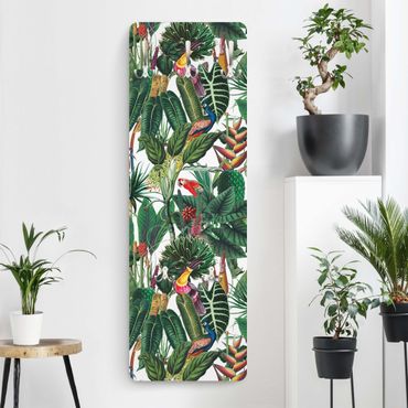 Wandkapstokken houten paneel Colourful Tropical Rainforest Pattern