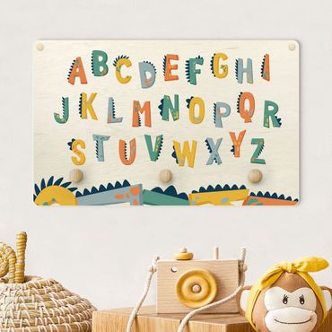 Wandkapstokken voor kinderen Colourful Dino Alphabet