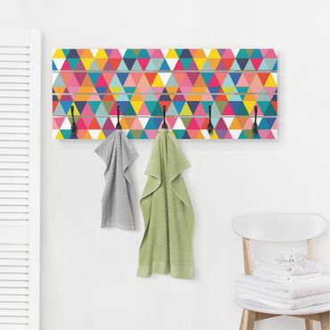 Wandkapstokken houten pallet Colourful Triangle Pattern