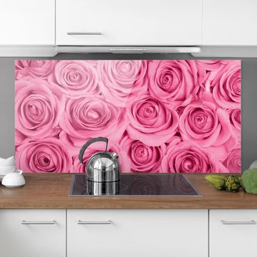 Spatscherm keuken Pink Roses
