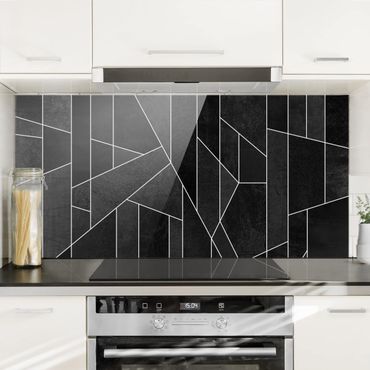 Spatscherm keuken Black And White Geometric Watercolor