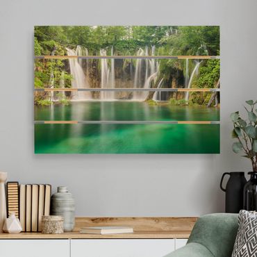 Houten schilderijen op plank Waterfall Plitvice Lakes