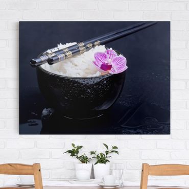 Canvas schilderijen Rice Bowl With Orchid