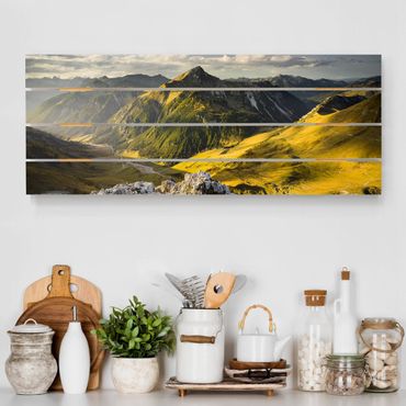 Houten schilderijen op plank Mountains And Valley Of The Lechtal Alps In Tirol