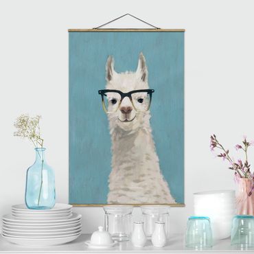 Stoffen schilderij met posterlijst Lama With Glasses IV
