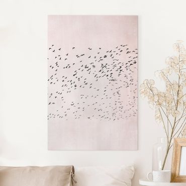 Canvas schilderijen Flock Of Birds In The Sunset