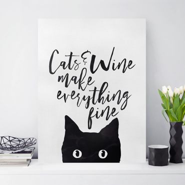 Canvas schilderijen Cats And Wine make Everything Fine