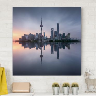 Canvas schilderijen Shanghai Skyline Morning Mood