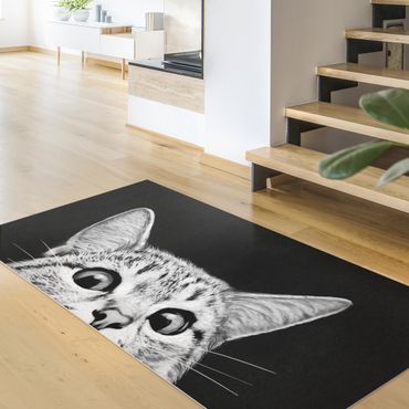 Vinyl tapijt Illustration Cat Black And White Drawing