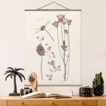 Stoffen schilderij met posterlijst Herbarium In Pink II