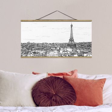Stoffen schilderij met posterlijst City Study - Paris