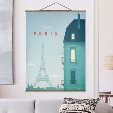 Stoffen schilderij met posterlijst Travel Poster - Paris