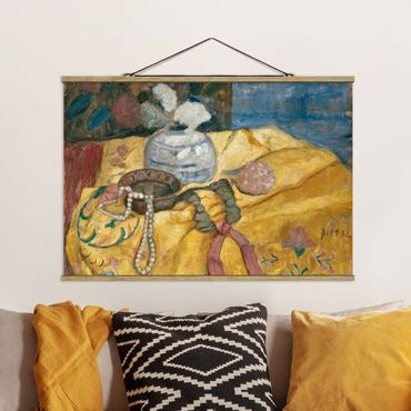 Stoffen schilderij met posterlijst Paula Modersohn-Becker - Still life with Beaded Necklace