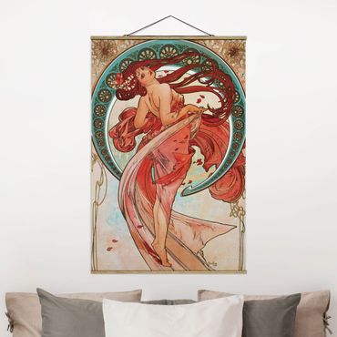 Stoffen schilderij met posterlijst Alfons Mucha - Four Arts - Dance