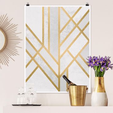 Posters Art Deco Geometry White Gold