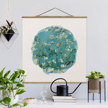 Stoffen schilderij met posterlijst WaterColours - Vincent Van Gogh - Almond Blossom
