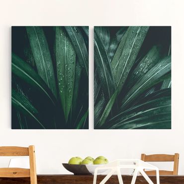 Canvas schilderijen - 2-delig  Green Palm Leaves