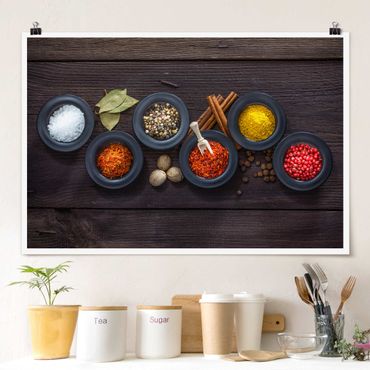 Posters Black Bowls With Spices