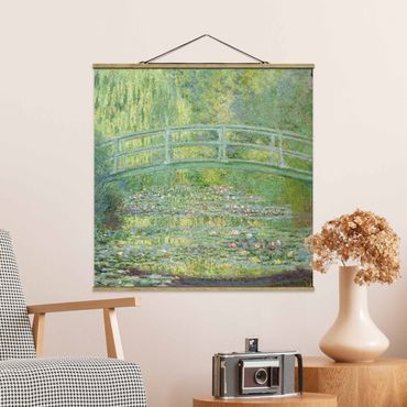 Stoffen schilderij met posterlijst Claude Monet - Japanese Bridge