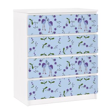 Meubelfolie IKEA Malm Ladekast Mille Fleurs pattern Design Blue