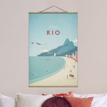 Stoffen schilderij met posterlijst Travel Poster - Rio De Janeiro